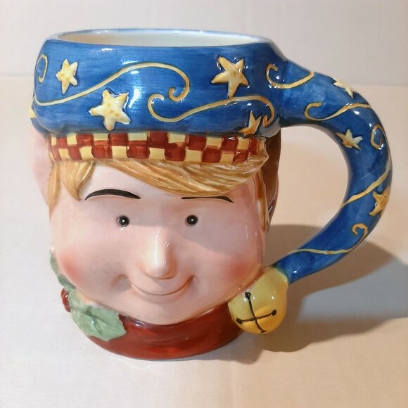 Vintage Christmas Elf Ceramic Coffee Mug 3D 20oz. Tis the Season Holiday tea cup - Picture 5 of 7